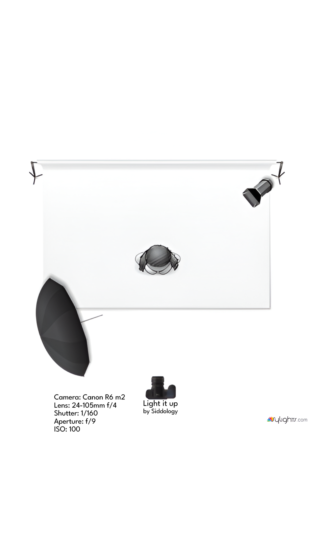 Soft Key and Rim Light on Orange Backdrop — lighting diagram