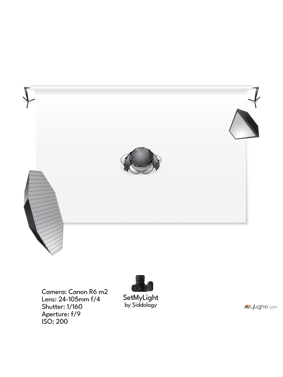 Vibrant Fashion Shoot with Octa and Strip Lights — lighting diagram