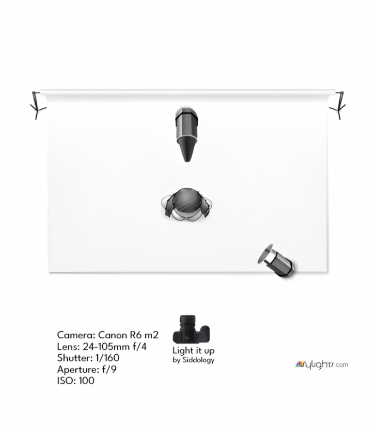 Dramatic Fashion Portrait with Gelled Backlight — lighting diagram