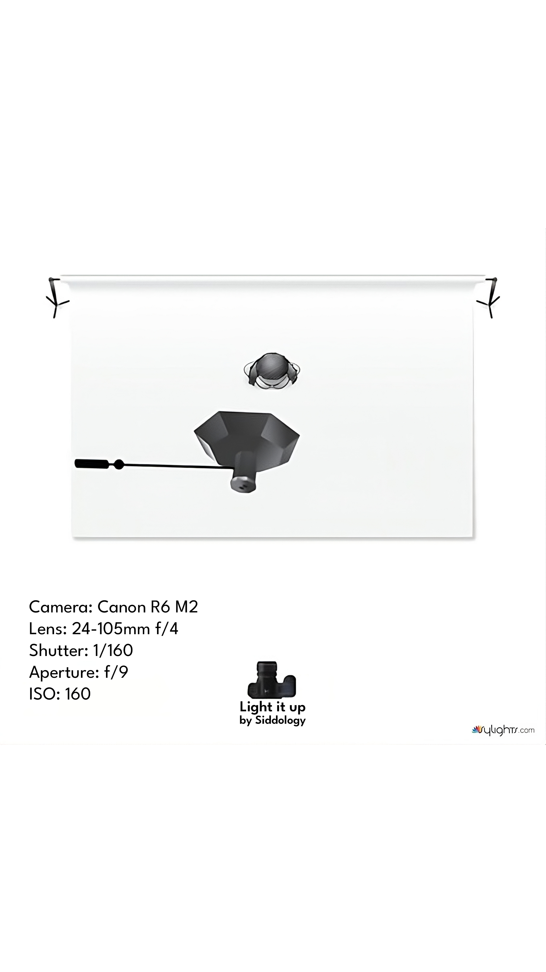 Overhead Softbox Fashion Shoot on White — lighting diagram