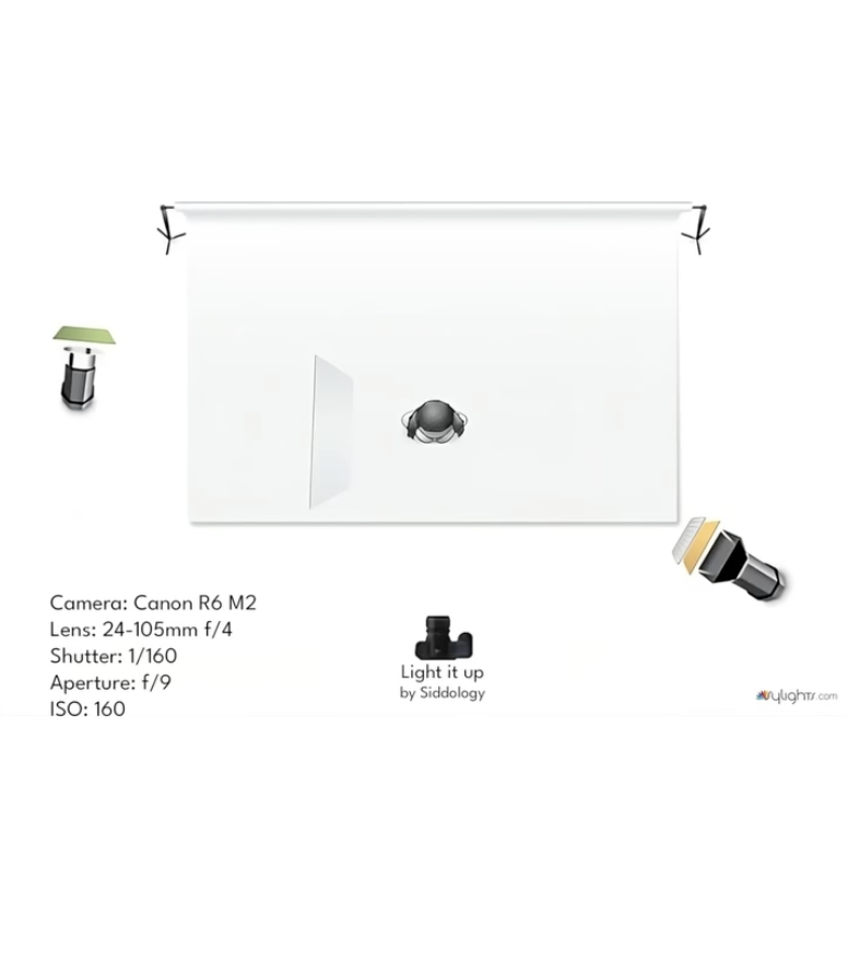Green-Gelled Fashion Portrait — lighting diagram