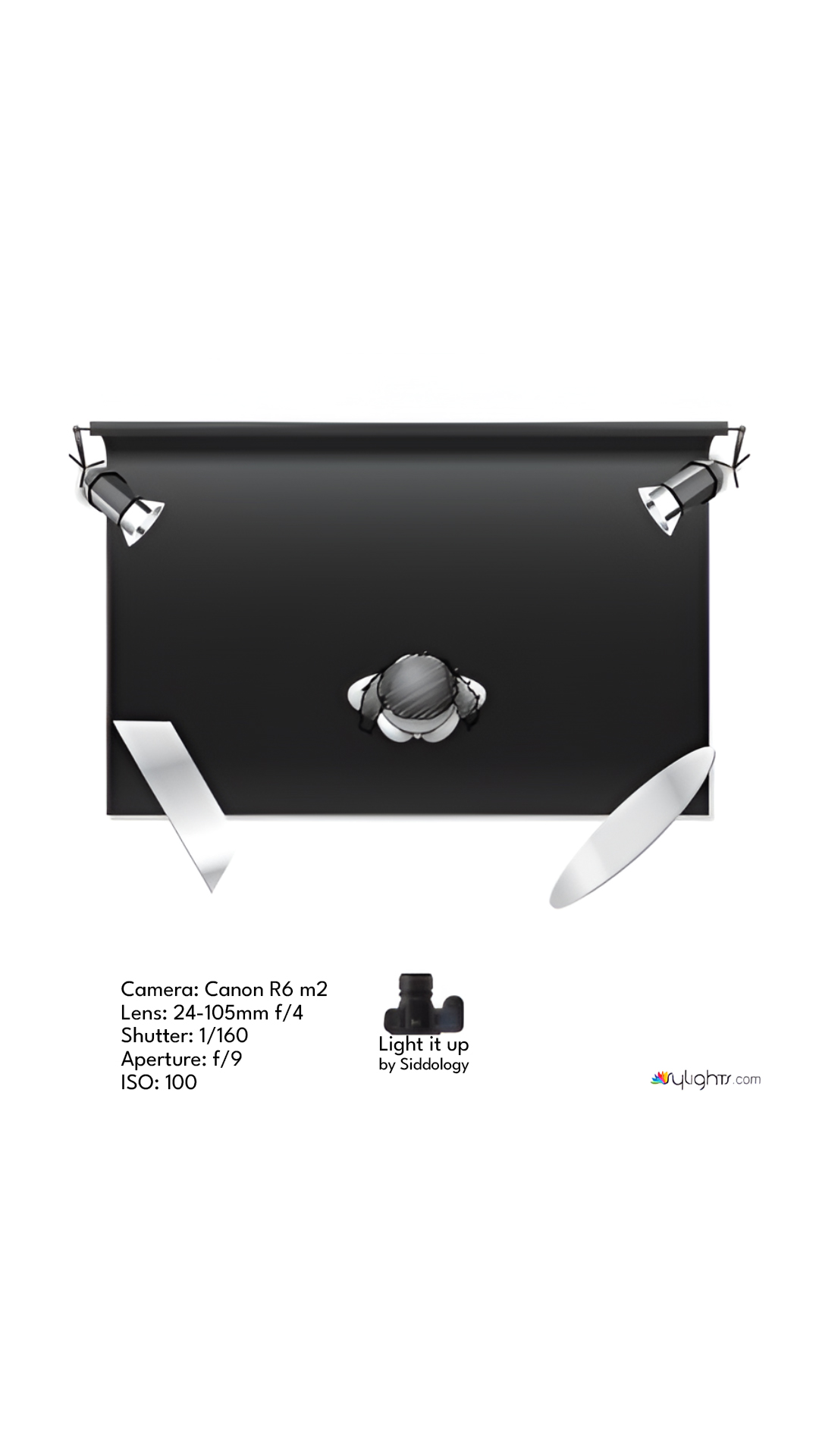 Elegant Studio Portrait with Rim and Softbox Lighting — lighting diagram