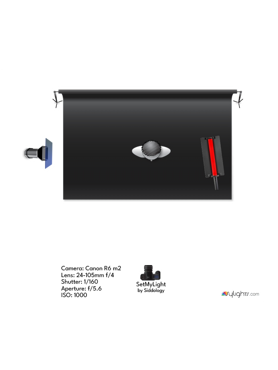 Split Tone Portrait with Red and Blue Lights — lighting diagram