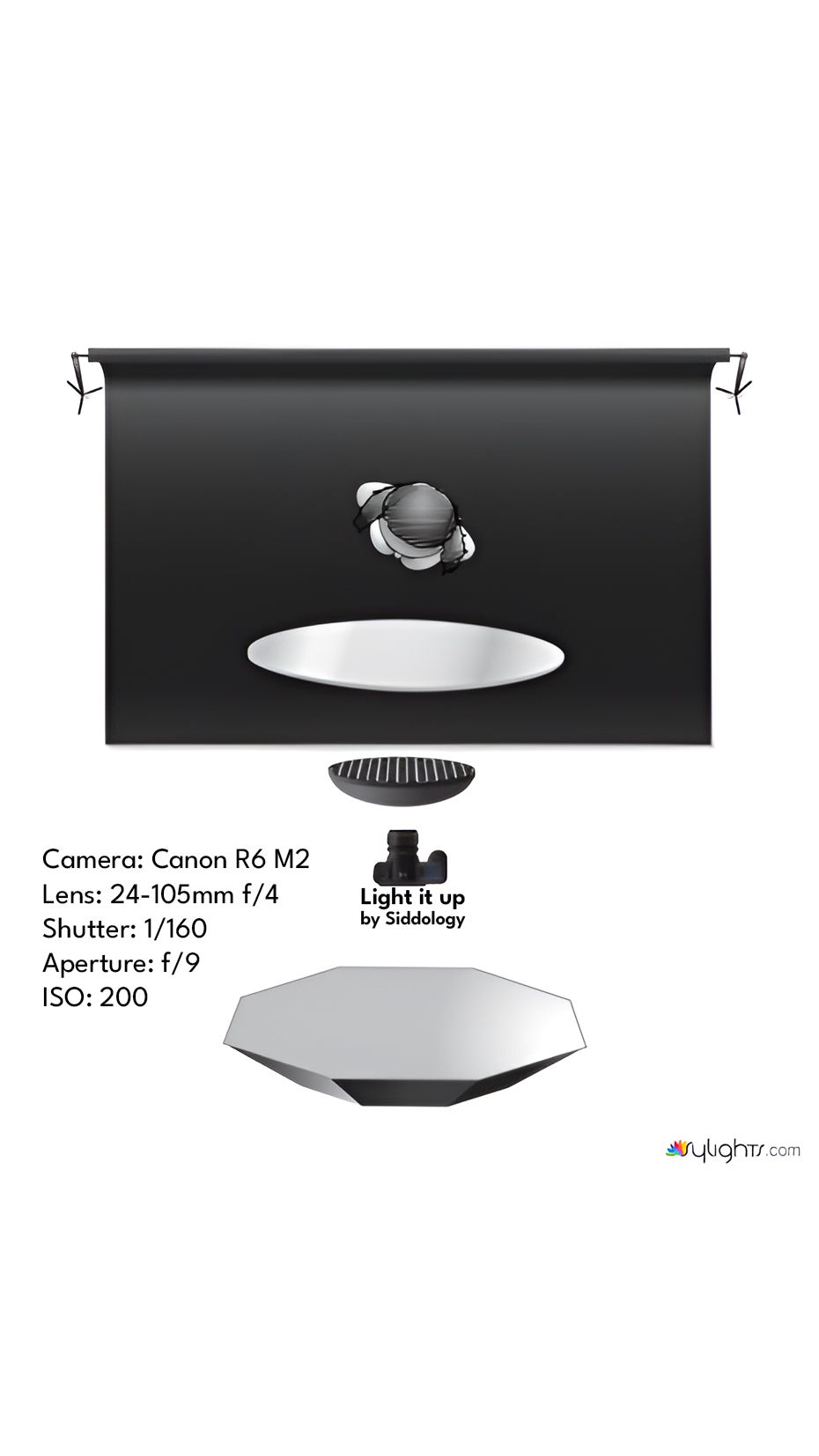 Beauty Dish Portrait with Silver Reflector — lighting diagram