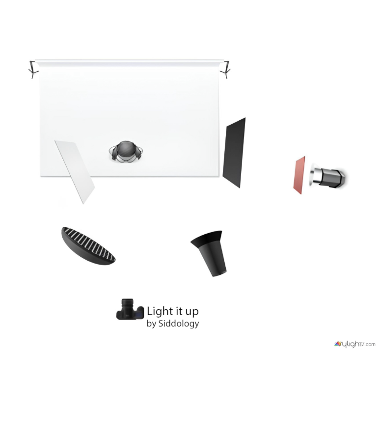 Romantic Portrait with Heart Gobo and Beauty Dish — lighting diagram