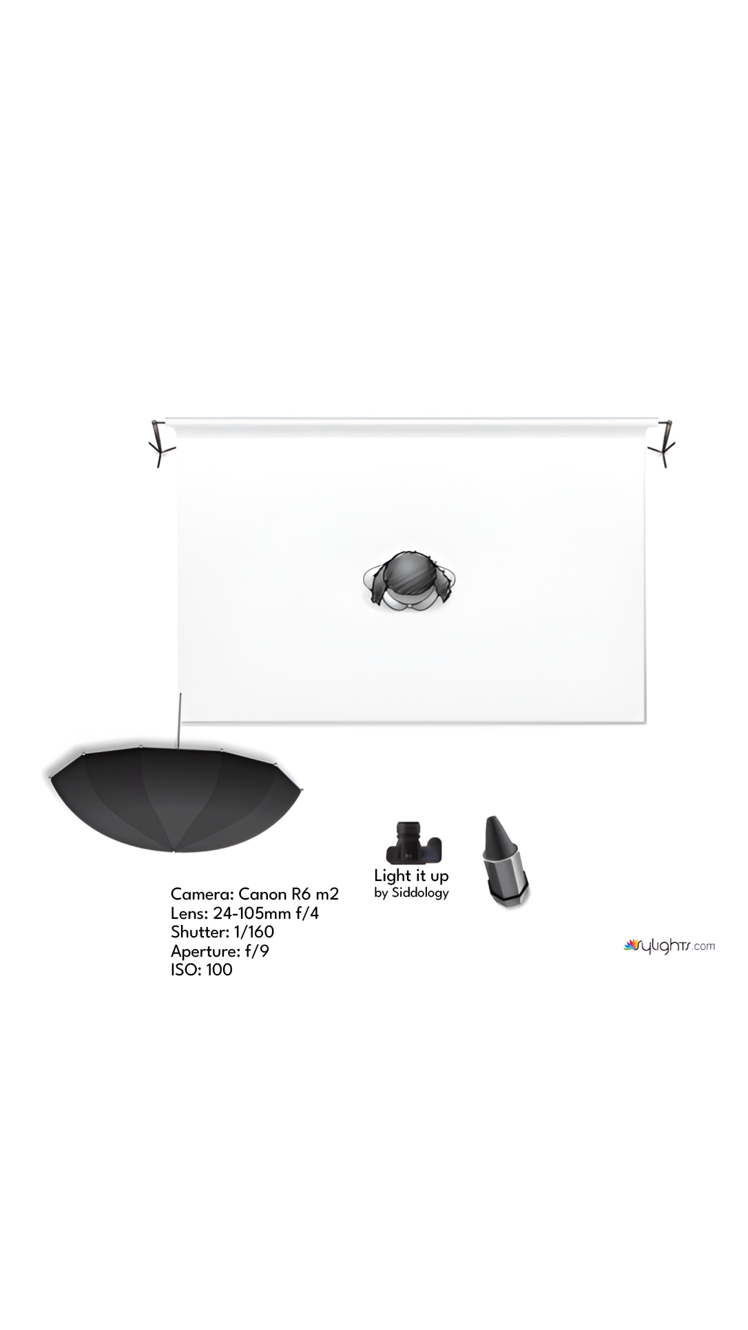 Dramatic Portrait with Gelled Optical Snoot and Beauty Dish — lighting diagram
