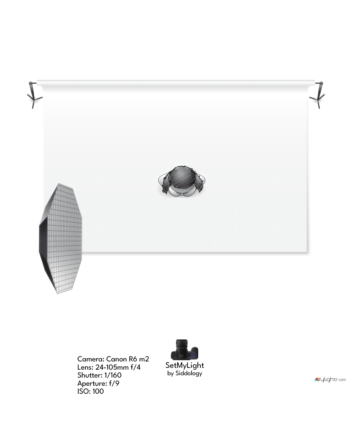 Fashion Portrait with Gridded Octabox — lighting diagram