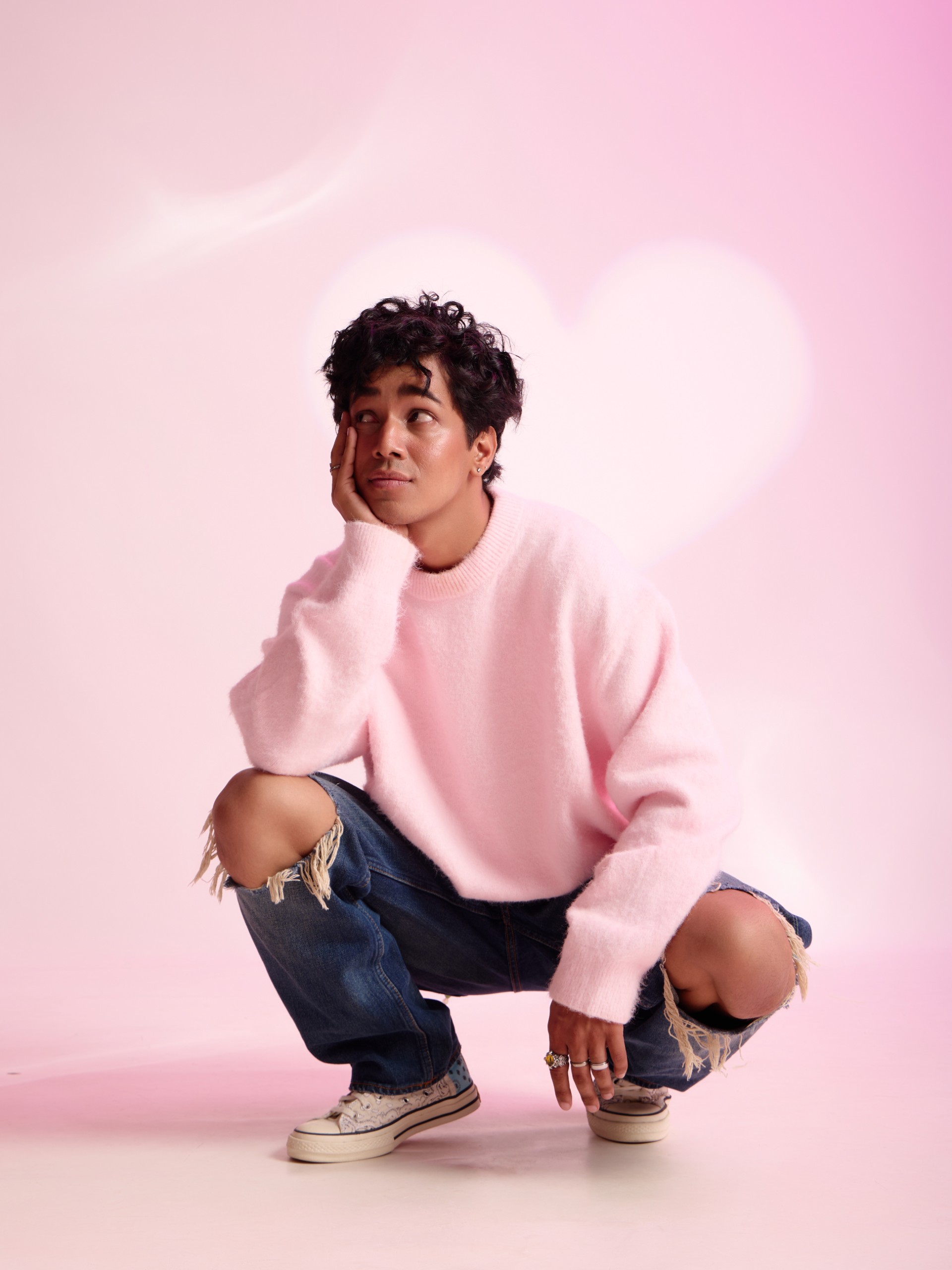 Soft Front Light Portrait with Pink Gel Backdrop