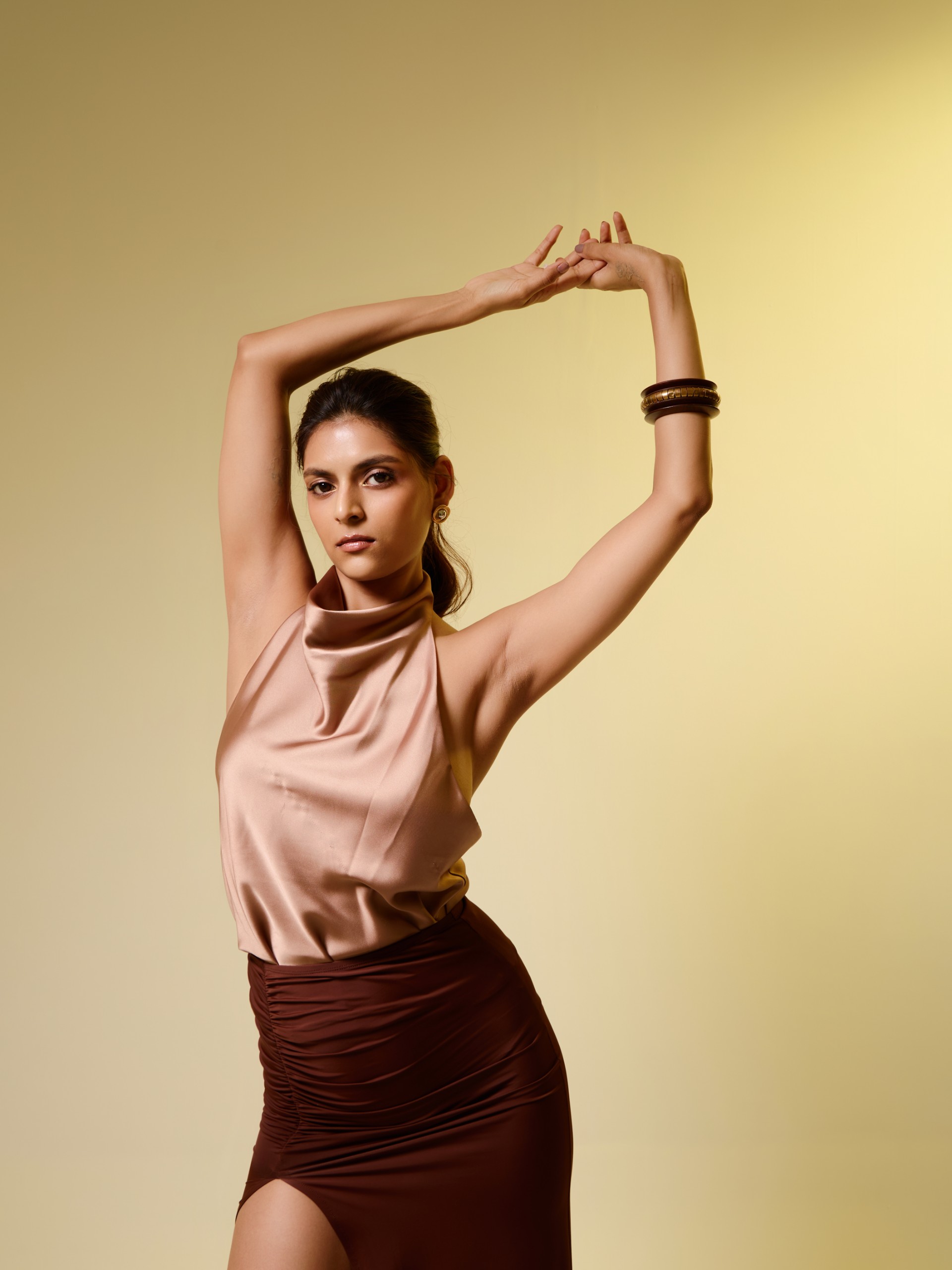 Fashion Portrait with Yellow Gel Background