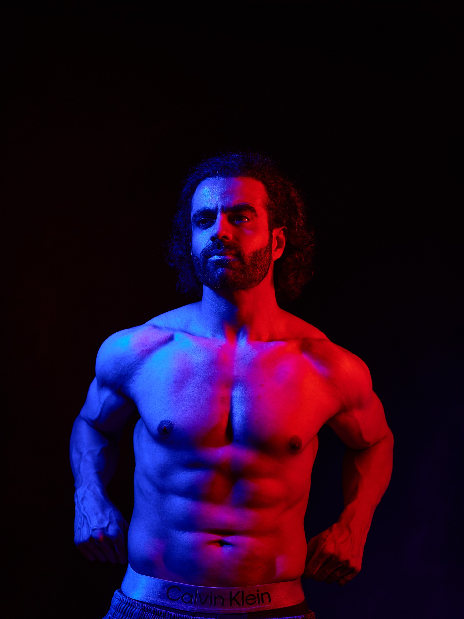Split Tone Portrait with Red and Blue Lights