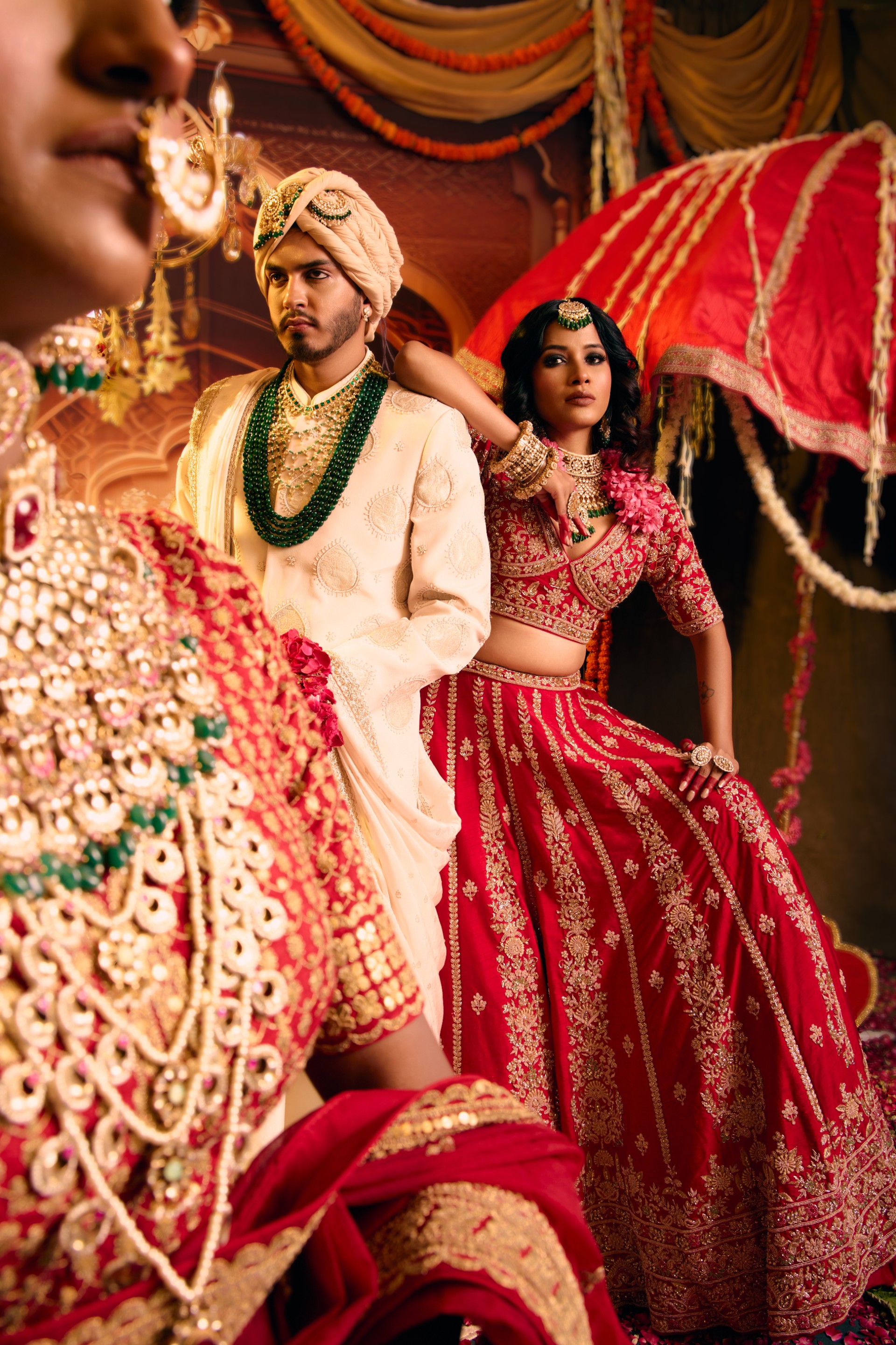 Regal Indian Wedding Portrait with Gelled Hair Light