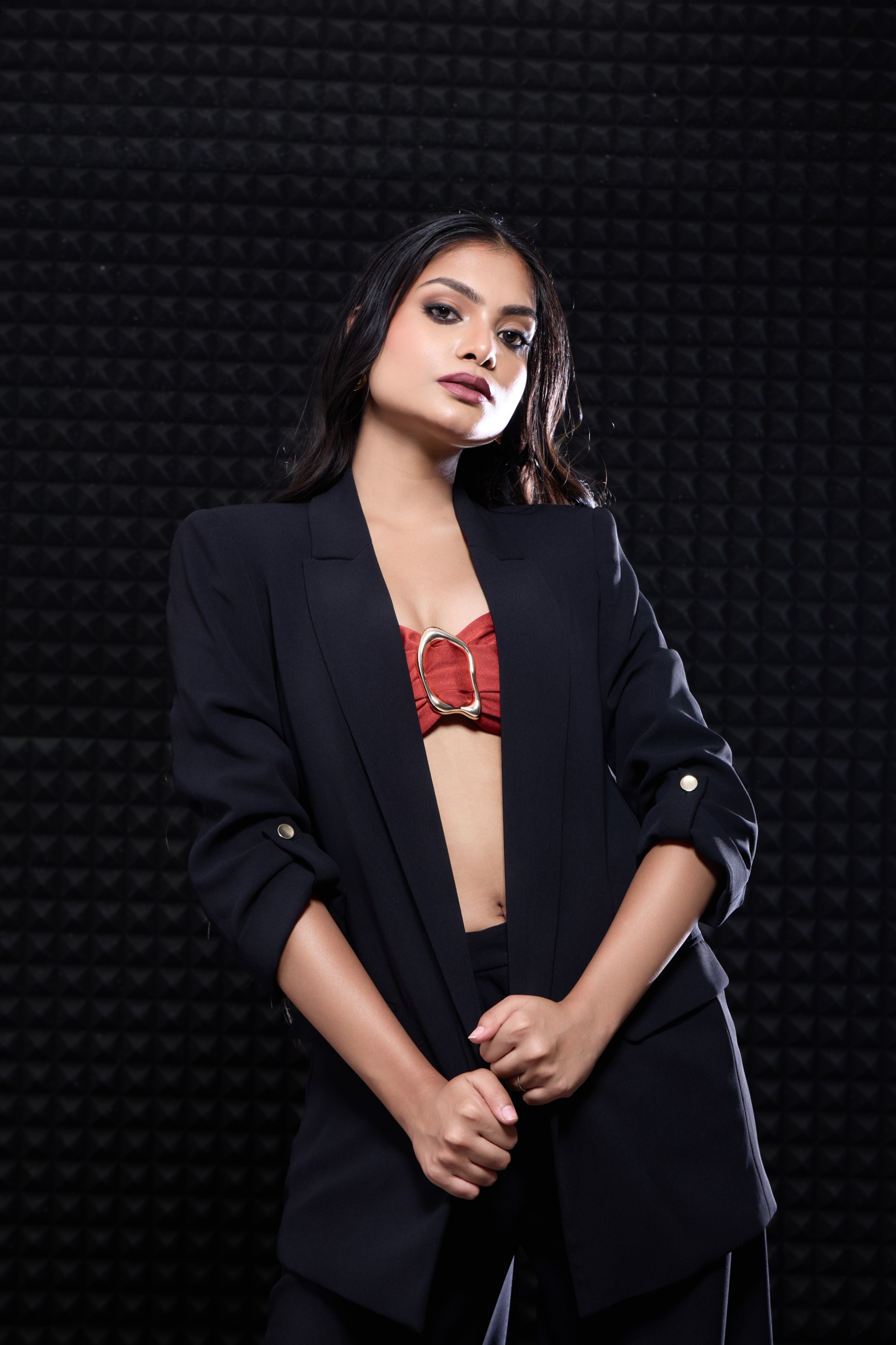 Fashion Portrait with Bare Bulb Key and Backlight
