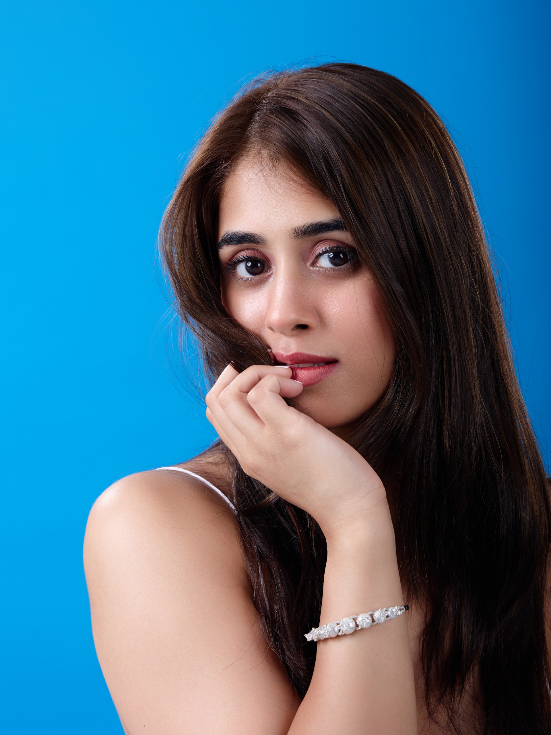 Bright Portrait on Blue Seamless