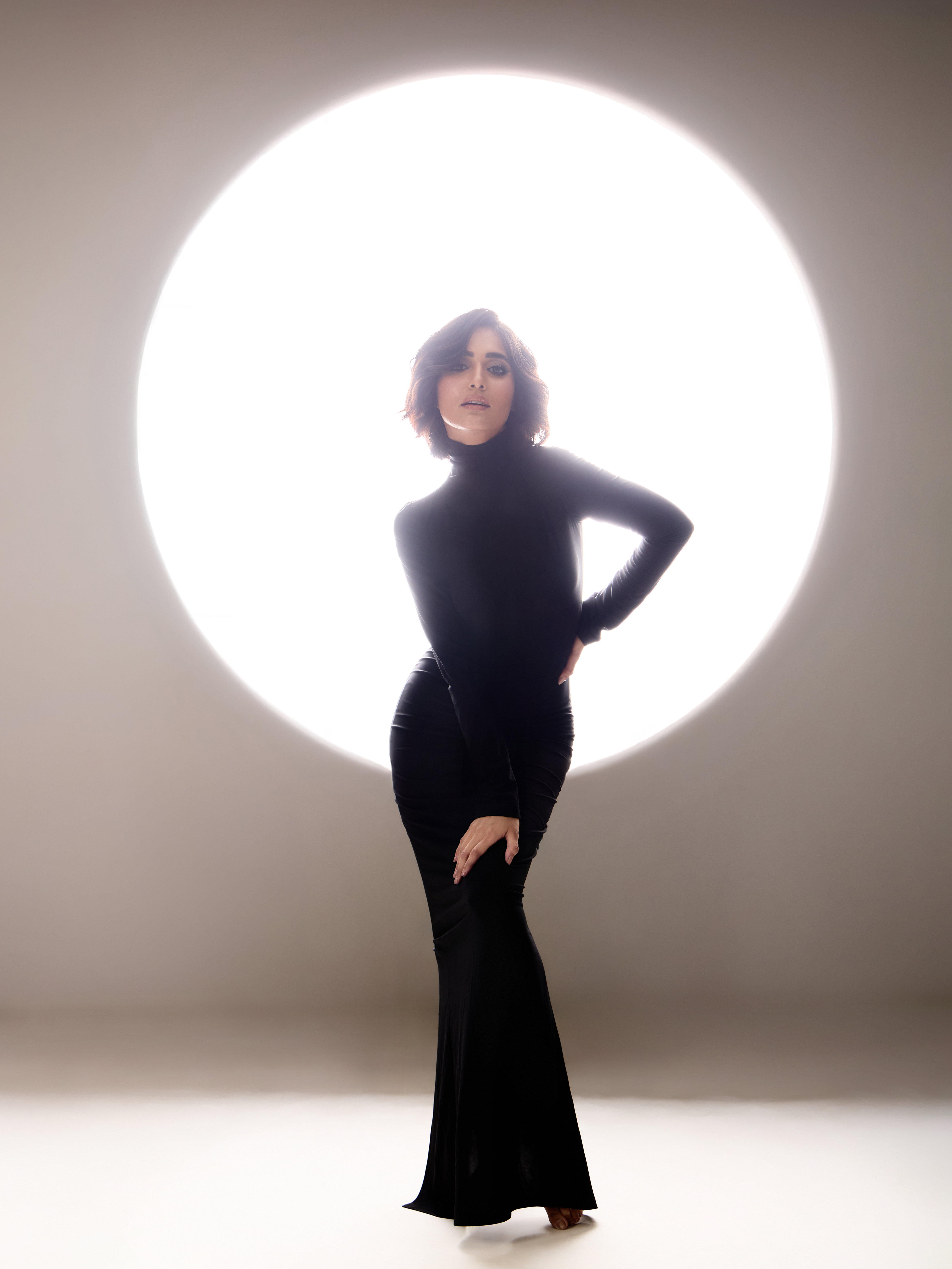 Dramatic Backlit Studio Portrait with Reflector Fill