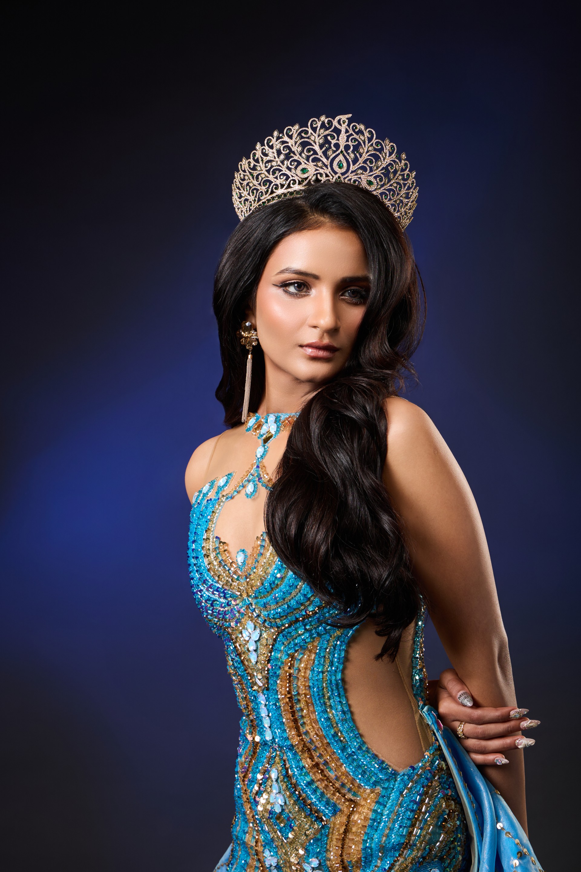 Pageant Portrait with Blue Gel Background