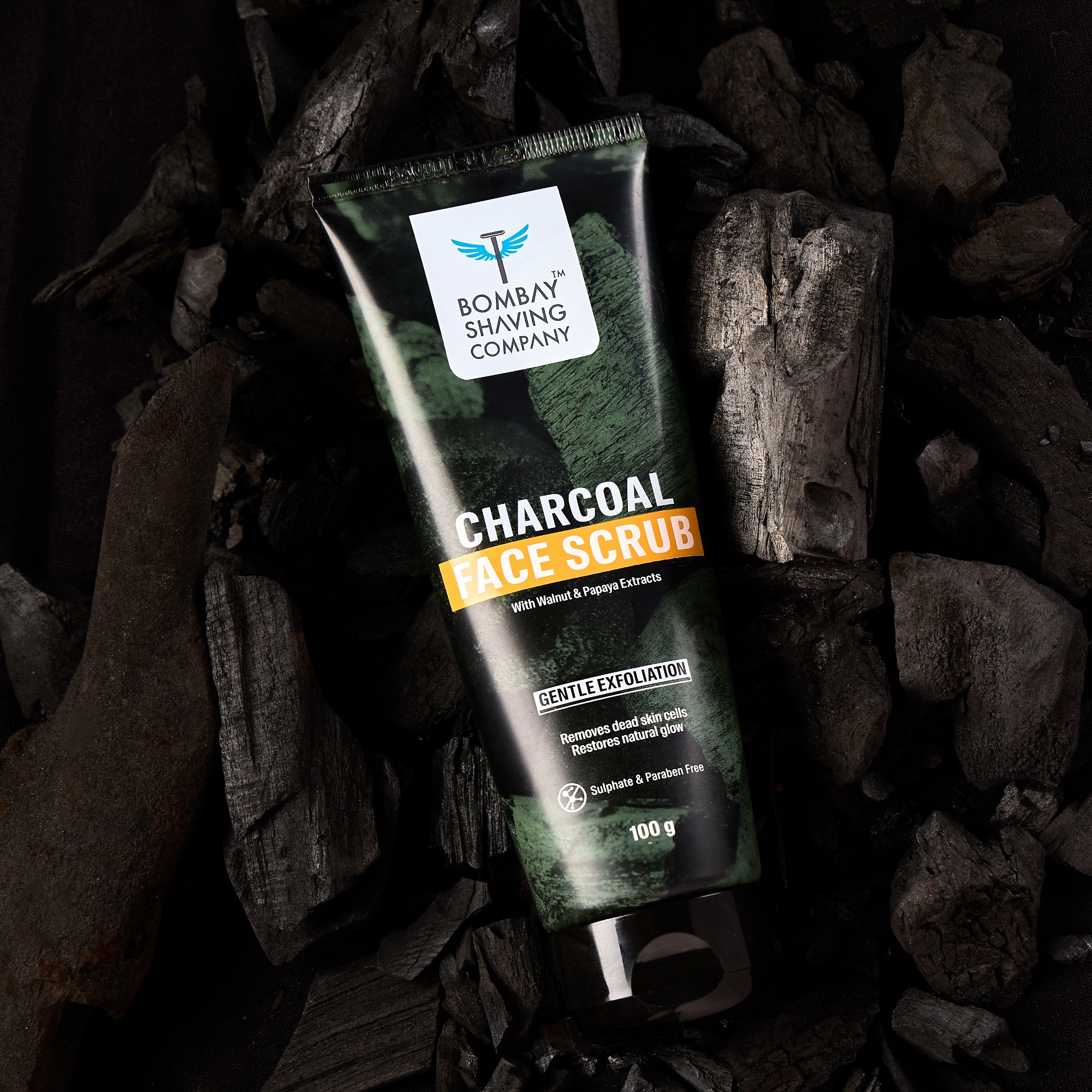 Dramatic Charcoal Product Shot on Black