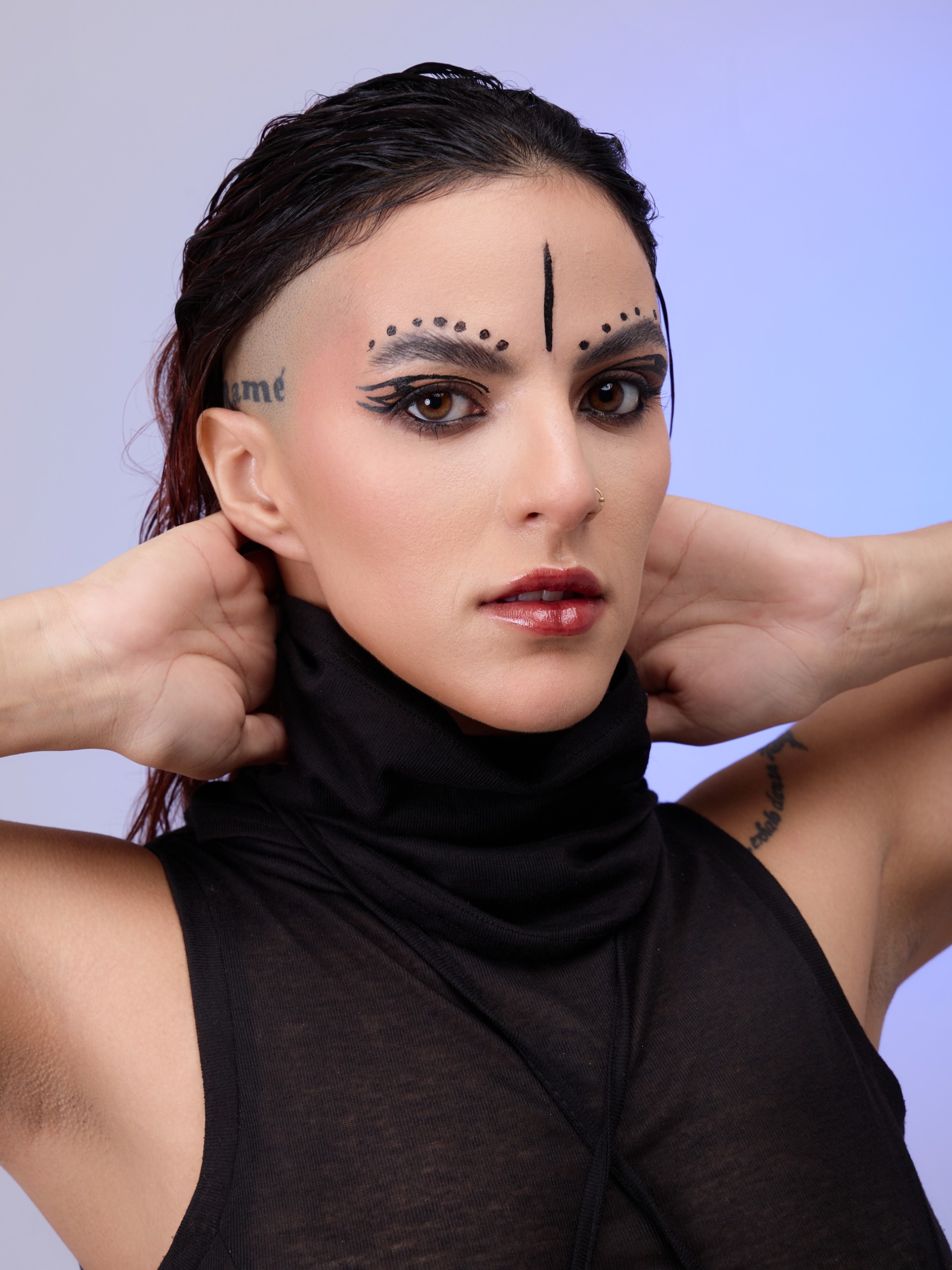 Dramatic Fashion Portrait with Blue Gradient