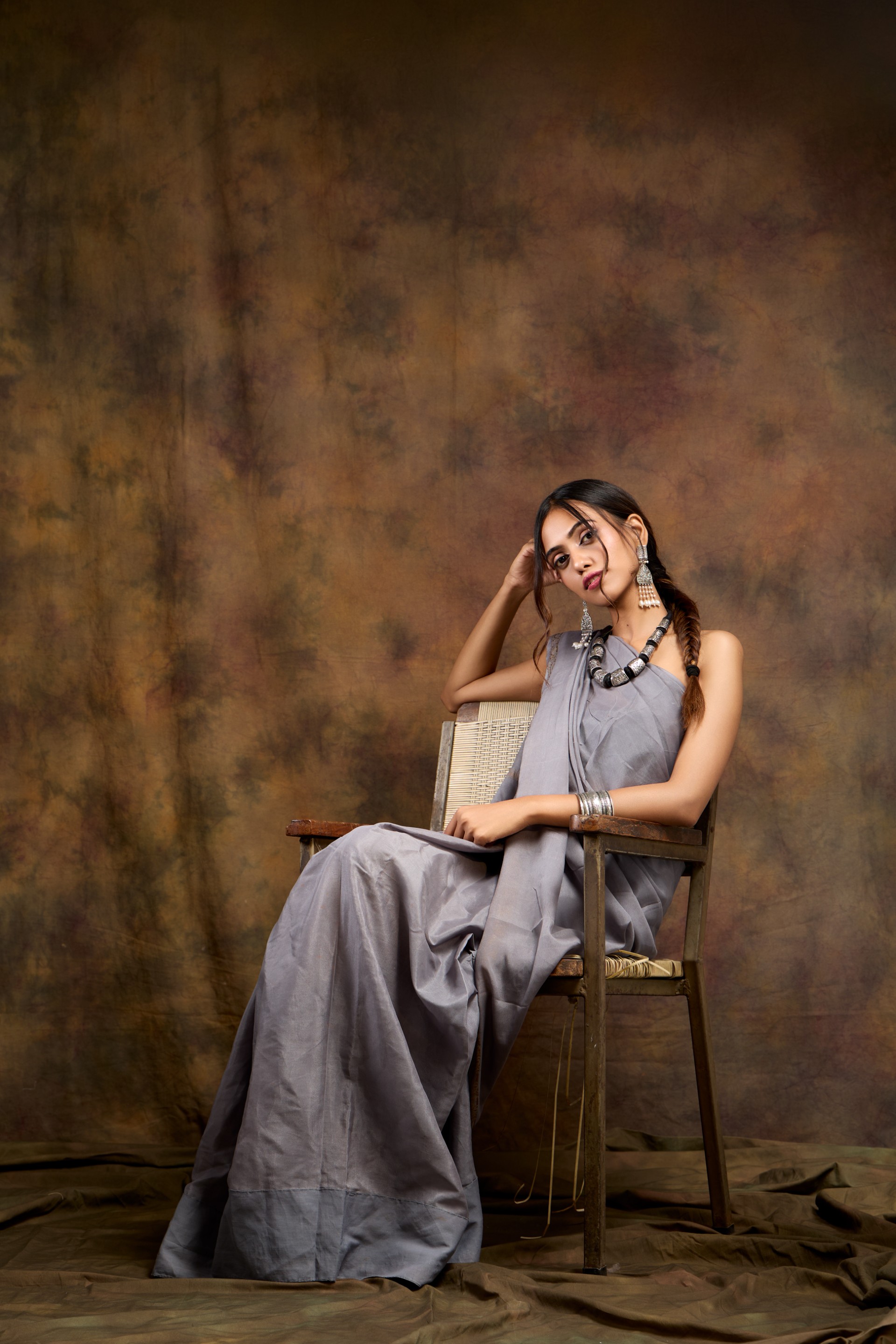 Elegant Portrait with Warm Tones and Gelled Background