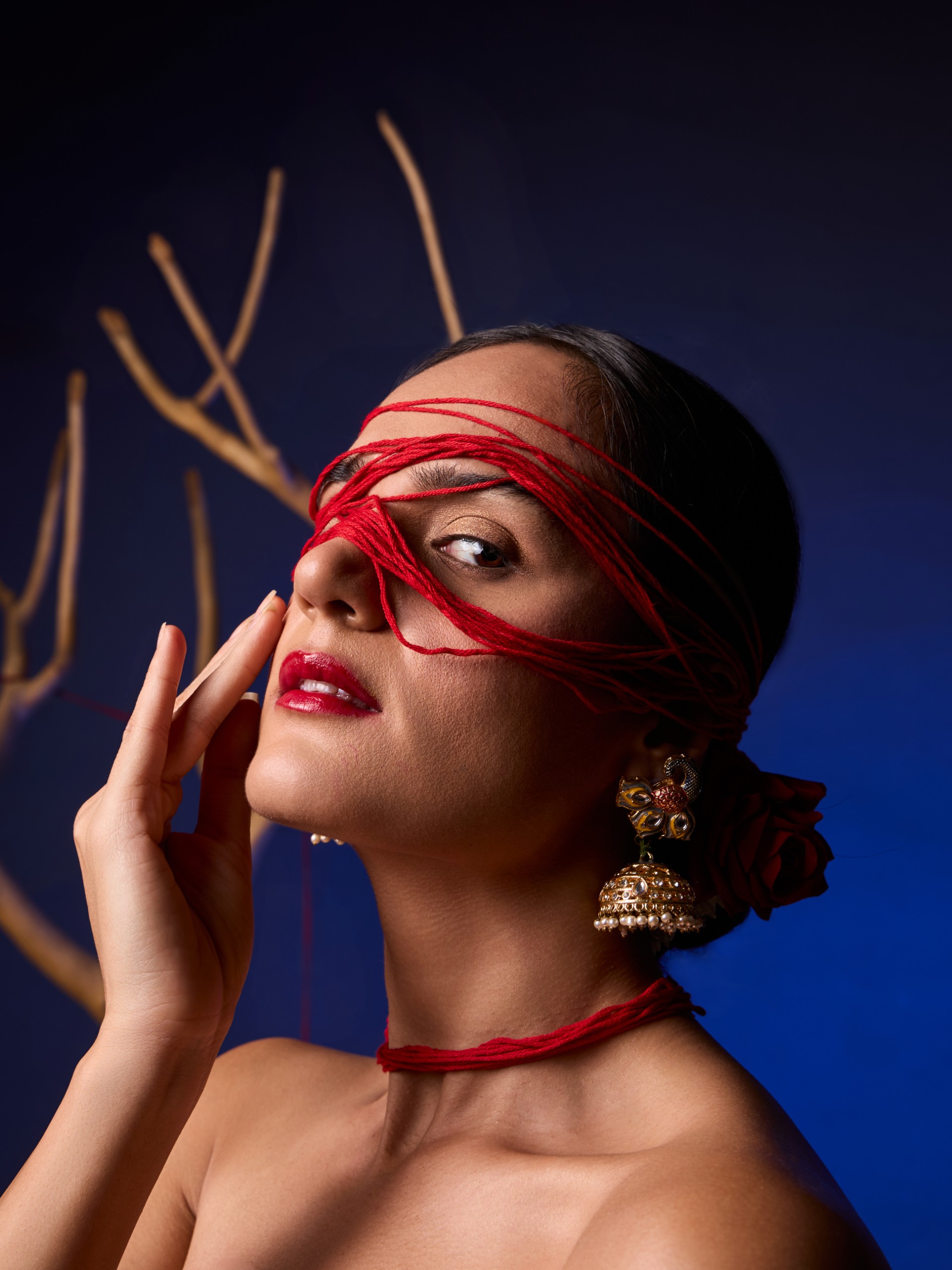 Dramatic Portrait with Gridded Softbox and Blue Gel