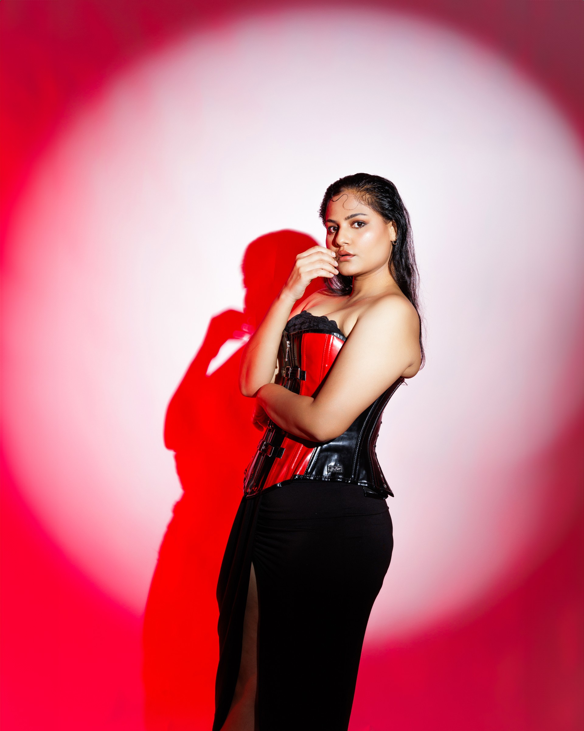 Dramatic Spotlight with Red Gel Background
